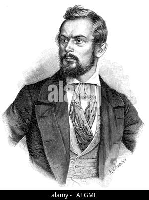 Carl Friedrich Wilhelm Jordan, 1819-1904, deutscher Schriftsteller und Politiker, Porträt von Carl Friedrich Wilhelm Jordan, 1819 - Stockfoto