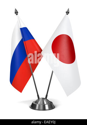 Japan und Russland - Miniatur-Flags. Stockfoto