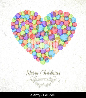 Frohe Weihnachten Aquarell Flecken Liebe Herz Form Grußkarte Hintergrund. EPS10 Vektor-Datei organisiert in Schichten zum einfachen bearbeiten Stockfoto