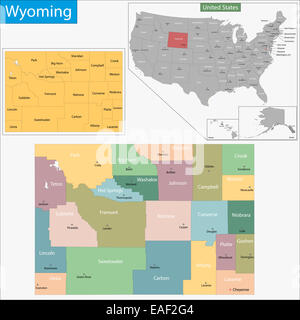 Wyoming-Karte Stockfoto