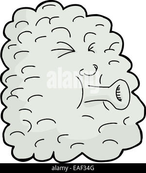 Isolierte anthropomorphe Wind Wolke über weißem Hintergrund Stockfoto