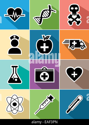Medizinische Gesundheitswesen Satz von flachen Symbole Design-Darstellung. Einsetzbar für Website und mobile App EPS10 Vektor-Datei organisiert Stockfoto