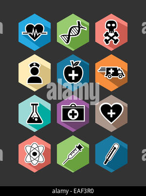 Medizinische Gesundheitswesen Satz von flachen Symbole Design-Darstellung. Einsetzbar für Website und mobile App EPS10 Vektor-Datei organisiert Stockfoto