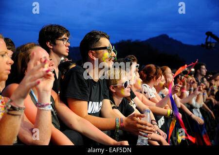 BENICASIM, Spanien - Juli 19: Leute (Fans) beim FIB (Festival Internacional de Benicassim) 2013 Festival. Stockfoto