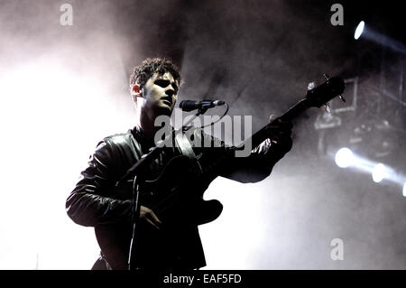 BENICASIM, Spanien - Juli 21: Black Rebel Motorcycle Club (BRMC) Band konzertante Aufführung am FIB. Stockfoto