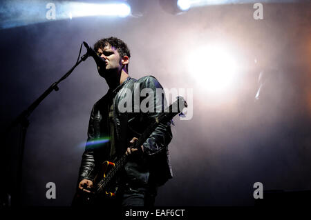 BENICASIM, Spanien - 21 Juli: Robert Levon gewesen, der Band Black Rebel Motorcycle Club (BRMC), führt bei FIB. Stockfoto