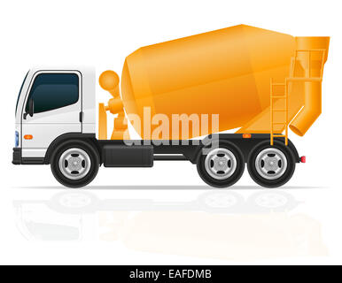 LKW-Betonmischer für Bau-Illustration isoliert auf weißem Hintergrund Stockfoto