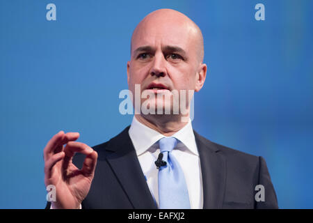 Fredrik Reinfeldt, Führer der gemäßigten Partei-libyscher Politiker, Premierminister von Schweden Stockfoto