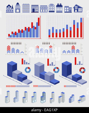 Vektor-set Infografiken Elemente auf einem grauen Hintergrund Stockfoto