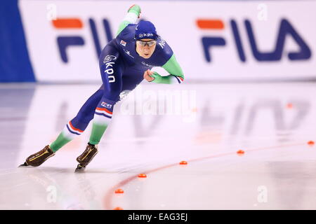 Obihiro, Japan. 14. November 2014. Margot Boer (NED) Speed-Skating: Frauen 500m DivisionA von der ISU-Eisschnelllauf-WM im Meiji Hokkaido Tokachi Oval in Obihiro, Japan. Bildnachweis: AFLO SPORT/Alamy Live-Nachrichten Stockfoto