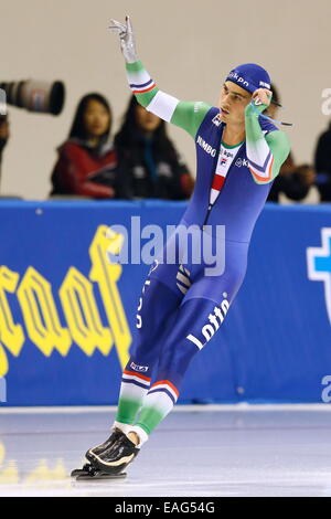 Obihiro, Japan. 14. November 2014. Jan Smeekens (NED) Speed-Skating: Männer 500m DivisionA von der ISU-Eisschnelllauf-WM im Meiji Hokkaido Tokachi Oval in Obihiro, Japan. Bildnachweis: AFLO SPORT/Alamy Live-Nachrichten Stockfoto