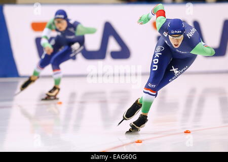 Obihiro, Japan. 14. November 2014. Ioni Voorhuis (NED) Speed-Skating: Frauen 3000m DivisionA von der ISU-Eisschnelllauf-WM im Meiji Hokkaido Tokachi Oval in Obihiro, Japan. Bildnachweis: AFLO SPORT/Alamy Live-Nachrichten Stockfoto