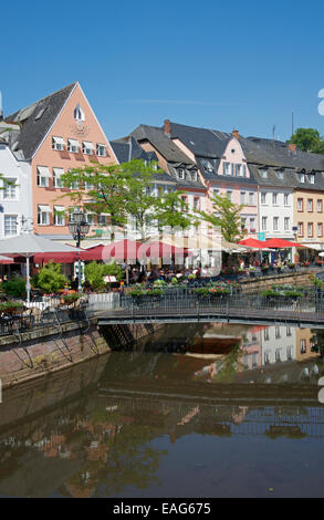 Riverside Restaurants Leuk Fluss malerischen Zentrum Saarburg Saarland Deutschland