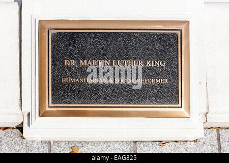 Engagement-Plaque, Martin Luther King in Montgomery, Alabama in der Nähe des RSA Stockfoto