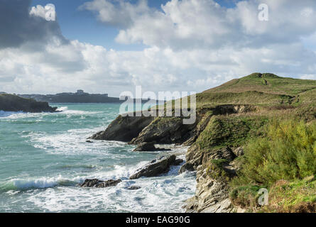 Porth Insel in der Nähe von Newquay an der Küste von North Cornwall. Stockfoto