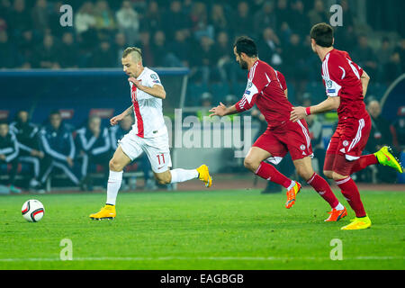 Tiflis (Tbilissi), Georgien. 14. November 2014.  UEFA EURO 2016 Qualifikation, Georgien - Polen. n Z [Kamil Grosicki] (Polska) Fot. Lukasz Skwiot/Foto Olimpik Credit: Cal Sport Media/Alamy Live-Nachrichten Stockfoto