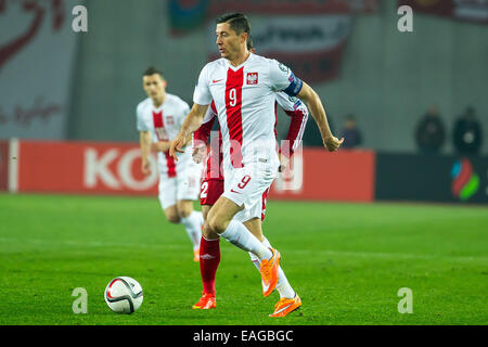 Tiflis (Tbilissi), Georgien. 14. November 2014.  UEFA EURO 2016 Qualifikation, Georgien - Polen. n Z [Robert Lewandowski] (Polska) Fot. Lukasz Skwiot/Foto Olimpik Credit: Cal Sport Media/Alamy Live-Nachrichten Stockfoto