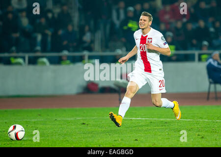 Tiflis (Tbilissi), Georgien. 14. November 2014.  UEFA EURO 2016 Qualifikation, Georgien - Polen. n Z [Lukasz Piszczek] (Polska) Fot. Lukasz Skwiot/Foto Olimpik Credit: Cal Sport Media/Alamy Live-Nachrichten Stockfoto