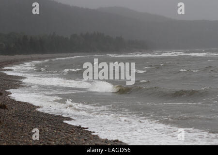 Küstenlinie entlang der Cabot Trail in Cape Breton, Nova Scotia. Stockfoto