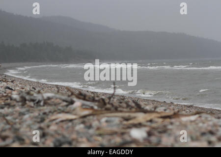 Küstenlinie entlang der Cabot Trail in Cape Breton, Nova Scotia. Stockfoto