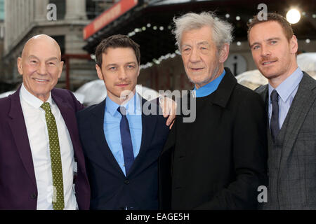 X-Men: Days Of Future vorbei - UK Filmpremiere mit: Sir Ian McKellen, Sir Patrick Stewart, James McAvoy, Michael Fassbender Where: London, Vereinigtes Königreich bei: 12. Mai 2013 Stockfoto