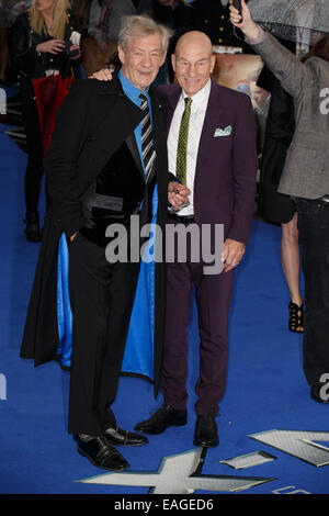 Die UK-Premiere von "X-Men: Days Of Future Past' statt im Odeon Leicester Square - Ankünfte mit: Patrick Stewart, Sir Ian Mckellen Where: London, Vereinigtes Königreich bei: 12. Mai 2014 Stockfoto