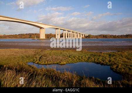 Orwel Brücke über den Fluss Orwell bei Ipswich, Suffolk. Stockfoto