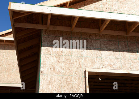 typische Fachwerk Hausbau mit Blechtafeln Saskatchewan Kanada Stockfoto