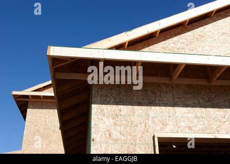 typische Fachwerk Hausbau mit Blechtafeln Saskatchewan Kanada Stockfoto