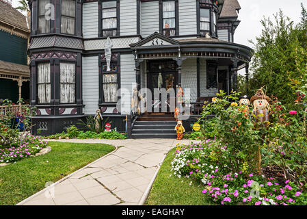 Die schönen viktorianischen Häusern an der Carroll Avenue in Echo Park. Stockfoto