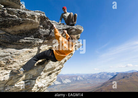 Gefahr, Klippe, Felsen, Kletterer, Extremsport, Rock Stockfoto