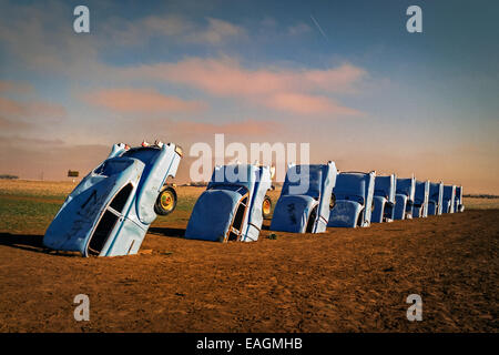 Cadillac Ranch 1990 sonnigen Wintertag Stockfoto