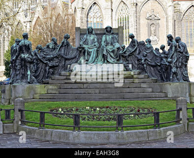 Denkmal der Brüder Hubert und Jan Van Eyck in Gent, Belgien Stockfoto