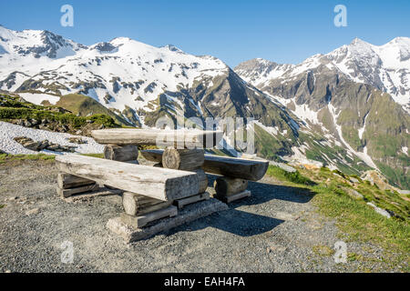 Picknickplatz an der Großglockner-Hochalpenstraße. Stockfoto
