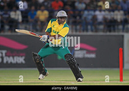 Fussball - Sanath Jayasuriya der Asien XI Fledermäuse während des Spiels zwischen einer Welt XI & eine Asien-XI in Doha, Katar Stockfoto