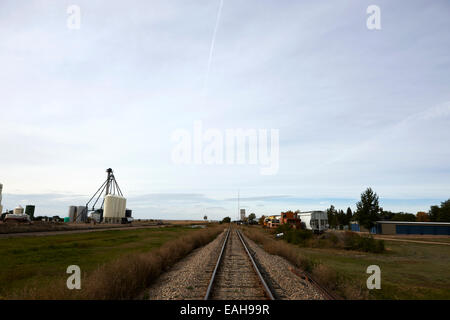 ehemalige kanadische pazifische Eisenbahn jetzt große Sandhills Eisenbahn durch Führer Saskatchewan Kanada Stockfoto