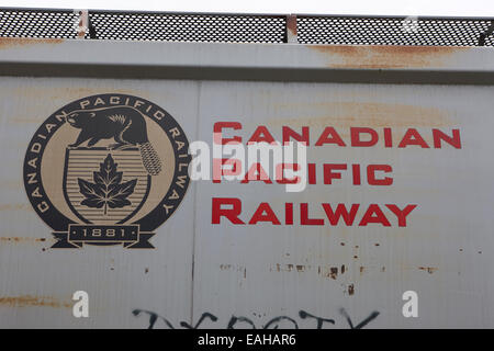 Fracht Getreidekipper auf canadian pacific Railway Saskatchewan Kanada Stockfoto