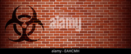 Biohazard Graffiti auf Ziegel Wand illustration Stockfoto