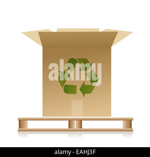 Holzpalette mit einem Recycling-Box-Illustrationen Stockfoto