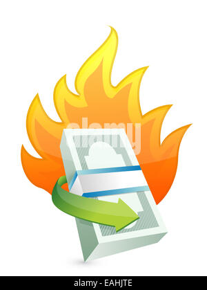Geldpolitischen Konzept in Brand. Krisenkonzept Stockfoto