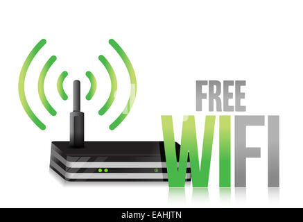 kostenloses Wifi Router Illustration Design über einen weißen Hintergrund Stockfoto