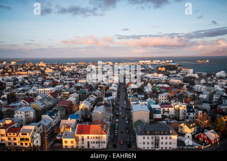 Luftaufnahme Reykjavík Island. Stockfoto