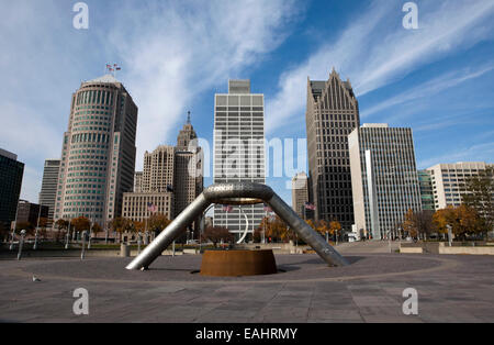 Ein Blick auf Downtown Detroit Stockfoto