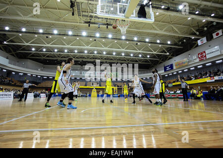 Esforta Arena Hachioji, Tokio, Japan. 15. November 2014. Gesamtansicht, 15. November 2014 - Basketball: Basketball-Bundesliga "NBL" 2014-2015 zwischen Hitachi Sunrockers Tokio 73 57 Levanga Hokkaido am Esforta Arena Hachioji, Tokio, Japan übereinstimmen. © AFLO SPORT/Alamy Live-Nachrichten Stockfoto