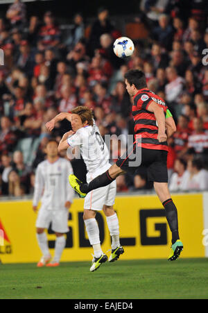 Die Western Sydney Wanderers schlagen Sanfrecce Hiroshima 2-0 ein 1-3-Defizit zu überwinden, nach die erste Etappe der Beseitigung Runde.  Mitwirkende: Michael Beauchamp Where: Sydney, Australien bei: 14. Mai 2014 Stockfoto