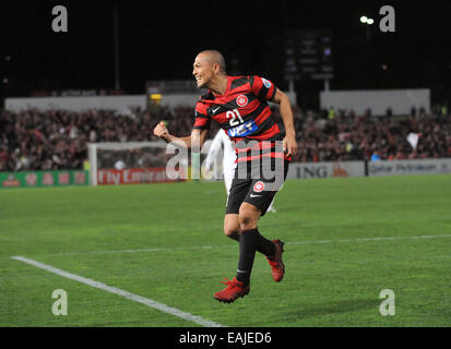 Die Western Sydney Wanderers schlagen Sanfrecce Hiroshima 2-0 ein 1-3-Defizit zu überwinden, nach die erste Etappe der Beseitigung Runde.  Mitwirkende: Shinji Ono wo: Sydney, Australien bei: 14. Mai 2014 Stockfoto