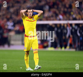 Brüssel, Belgien. 16. November 2014. Wales' Gareth Bale blickt auf niedergeschlagen nach einer verpassten Chance.-European Qualifier - Belgien Vs Wales - Heysel-Stadion - Brüssel - Belgien 16. November 2014 - Bild David Klein/Sportimage. Bildnachweis: Csm/Alamy Live-Nachrichten Stockfoto