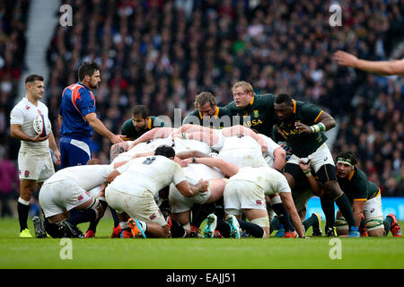 London, UK. 15. November 2014. Ein Scrum packt unten - QBE Herbst Internationals - England Vs Südafrika - Twickenham Stadium - London - 15.11.2014 - Pic Charlie Forgham-Bailey/Sportimage. © Csm/Alamy Live-Nachrichten Stockfoto