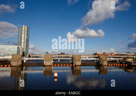 Fluss Lagan Weir Belfast Nordirland Stockfoto