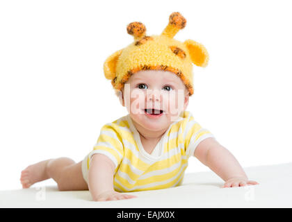 niedliche Baby Kleinkind in lustigen Hut lächelnd Stockfoto